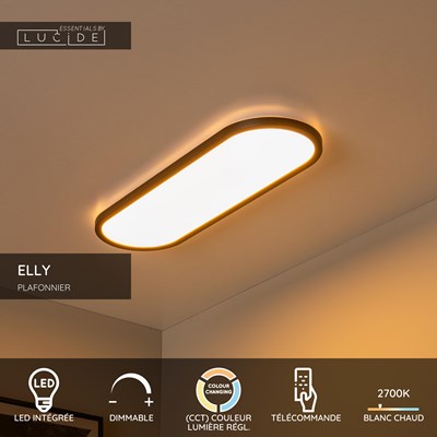 Lucide ELLY - Plafonnier - LED Dim. - CCT - 1x24W 2700K/4000K - Opalin | Essential